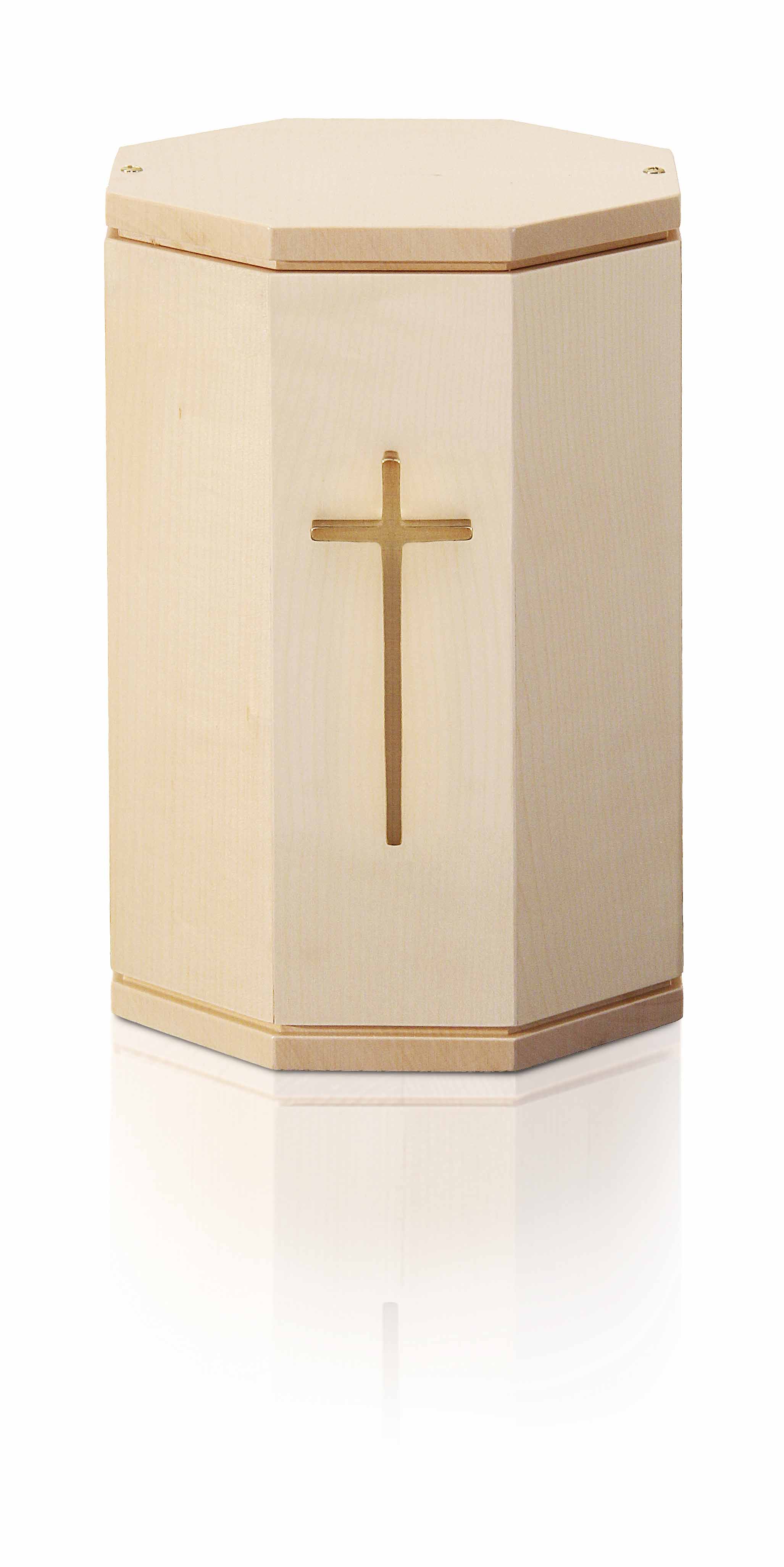 Holzurne, Ahorn mit Kreuz-Emblem