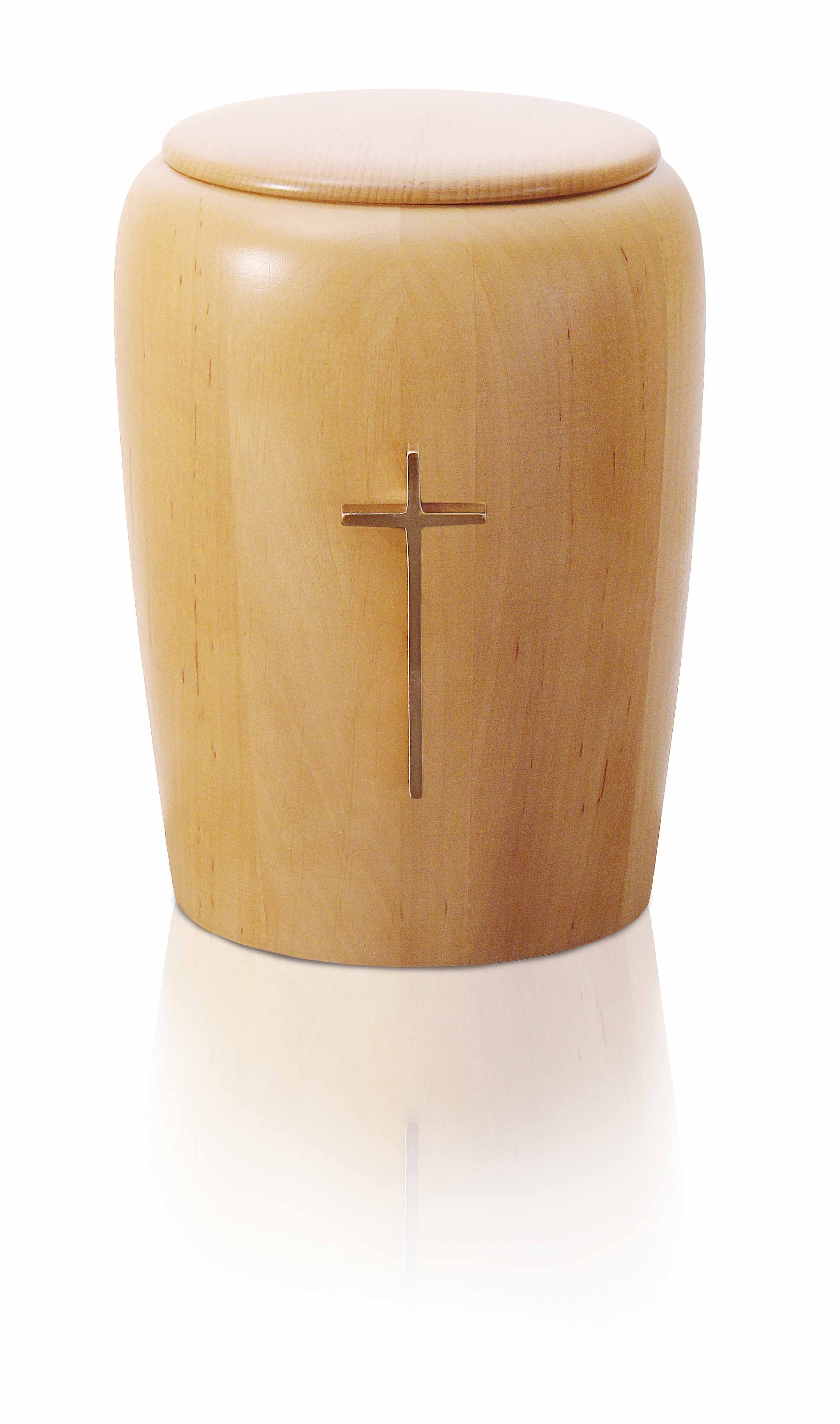 Urne Erle/Buche m. Kreuz-Emblem