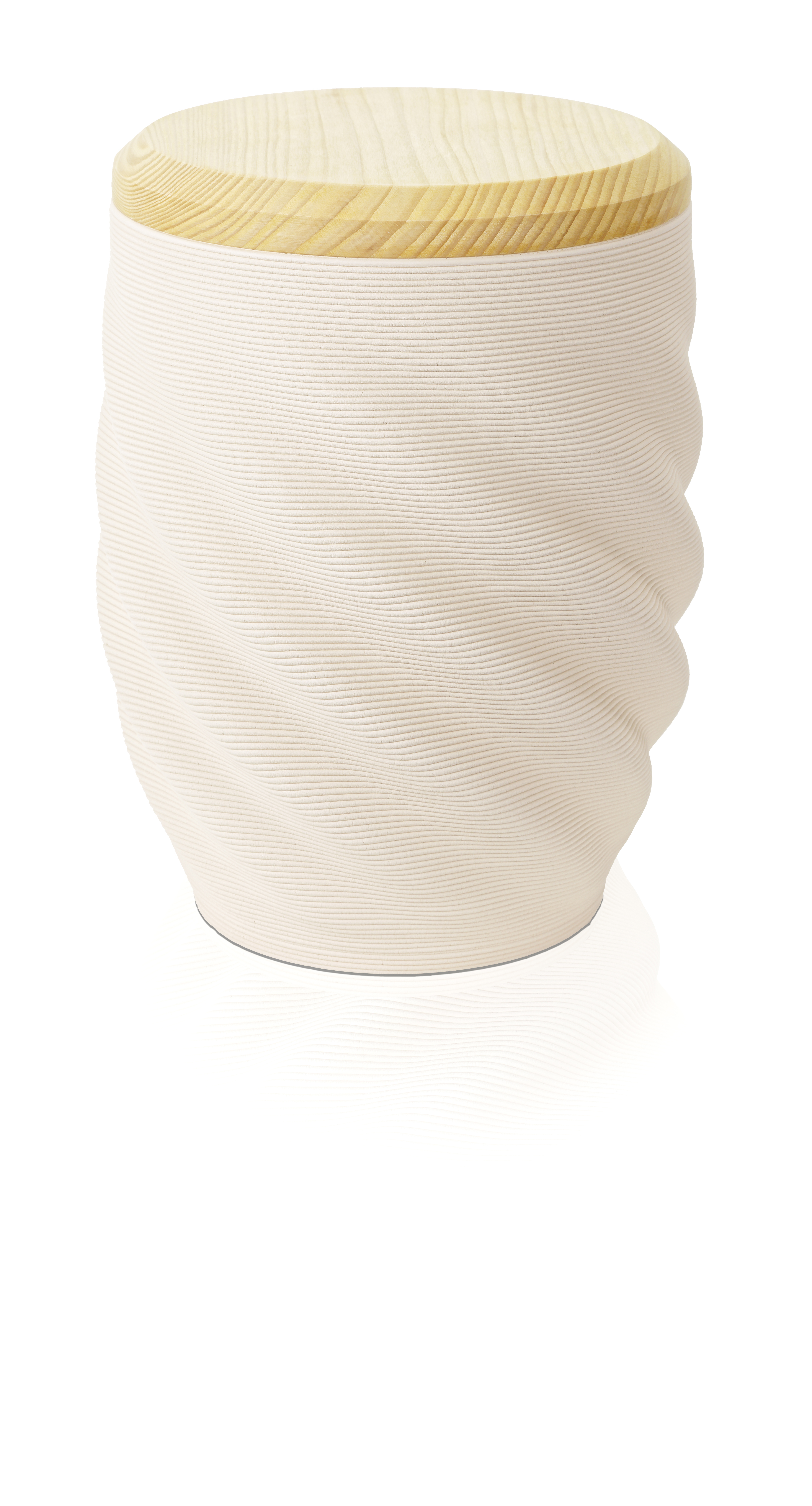 3D Keramikurne Inspiration, Deckel Tanne, creme