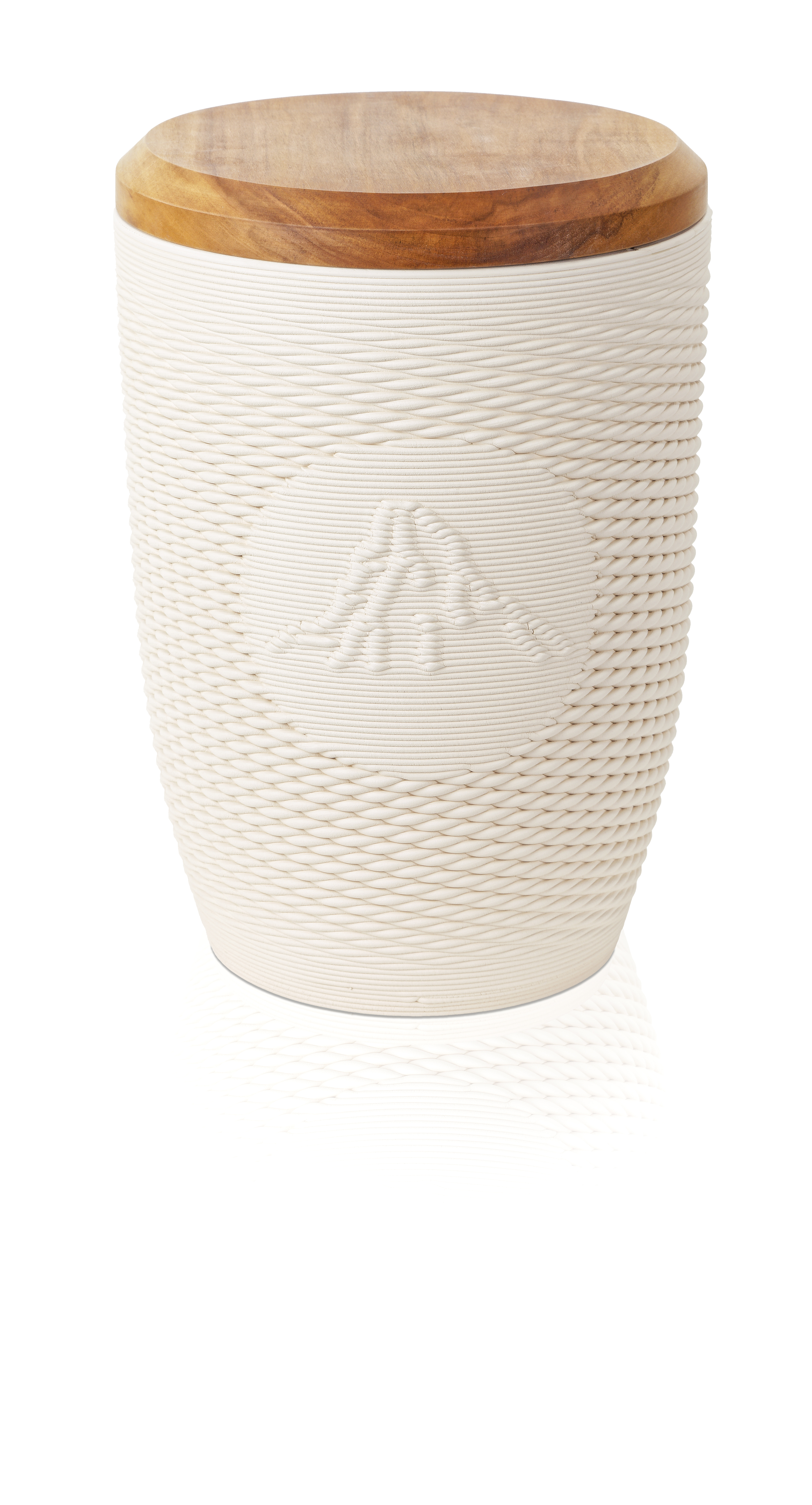 3D Keramikurne Matterhorn, Deckel Apfelbaum, creme