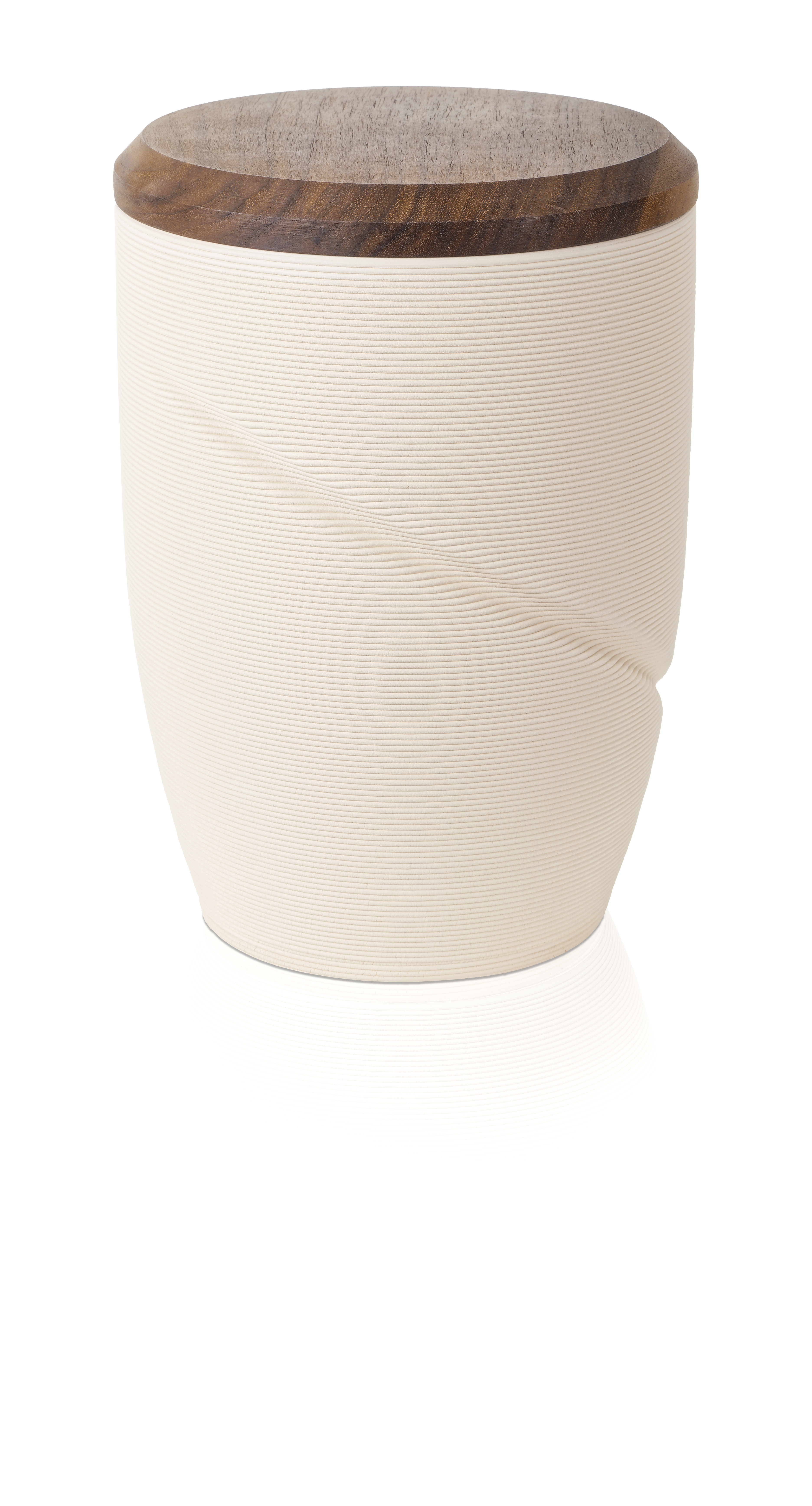 3D Keramikurne Band, Deckel Nussbaum, creme