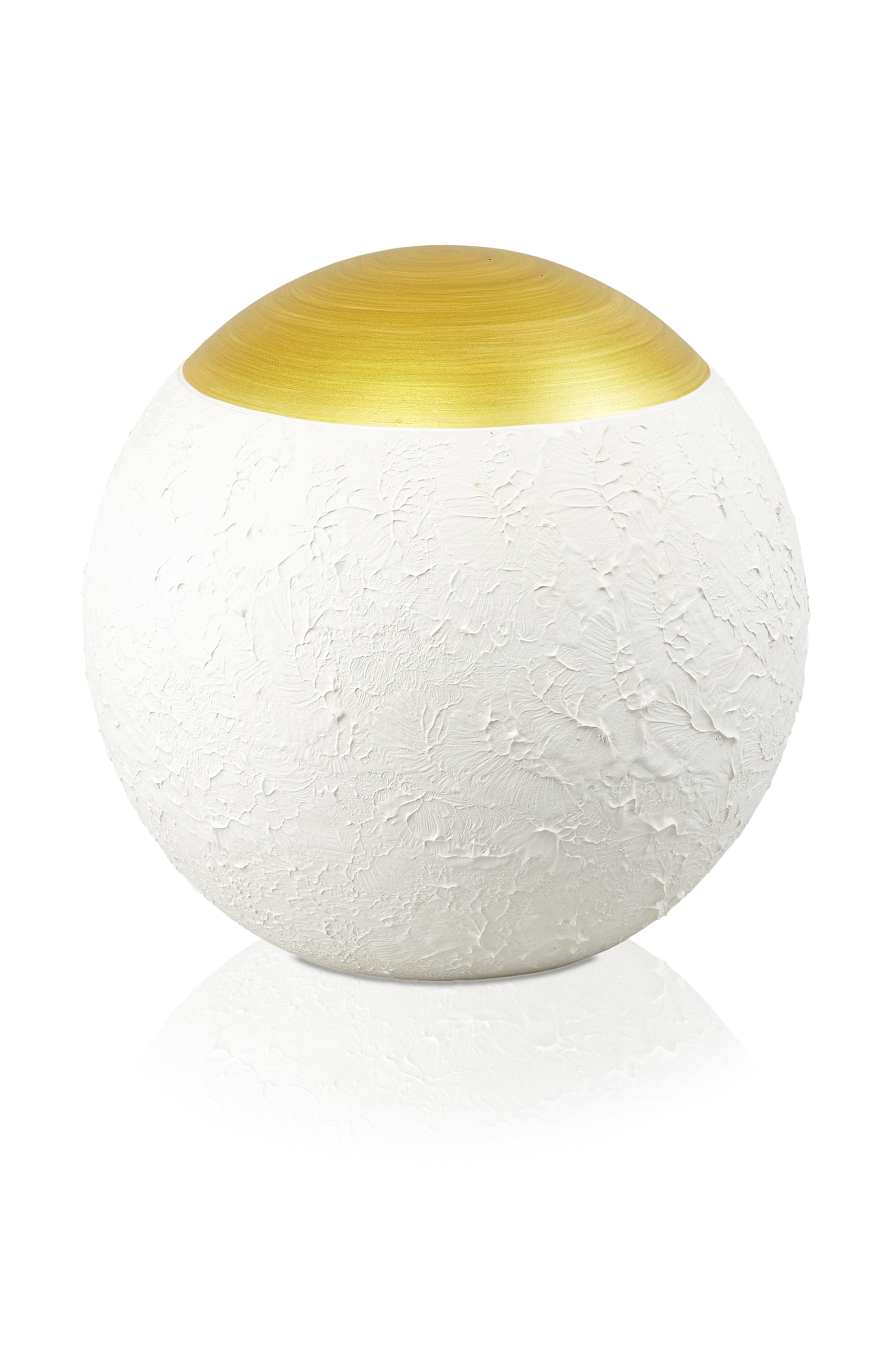 Keramikurne Kugel, weiss/gold, Struktur