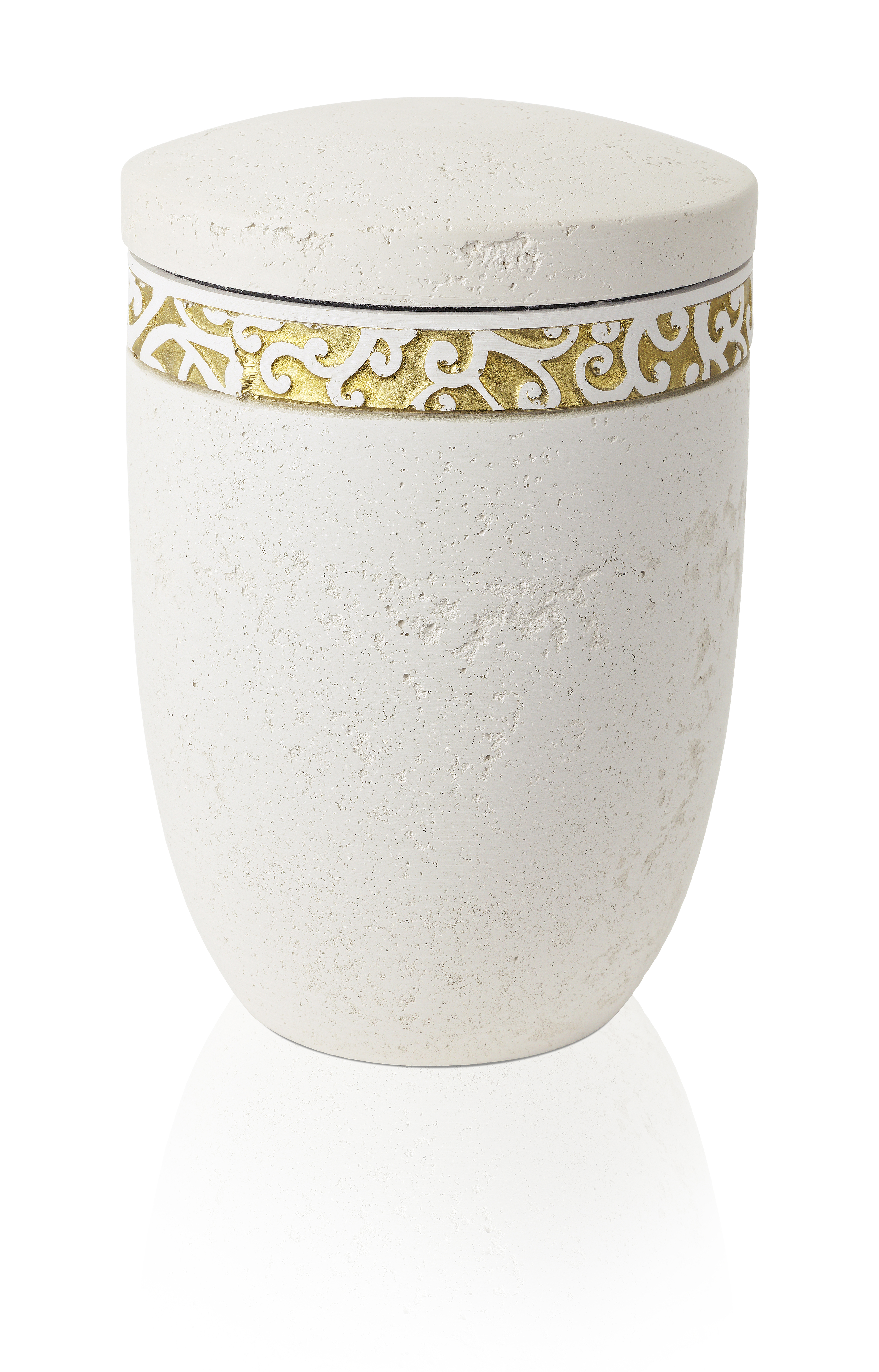 Ökourne, Steinoptik, beige mit Goldband
