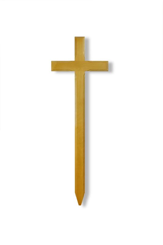 Grabkreuz Fichte hellbraun, gekehlt (80mm)