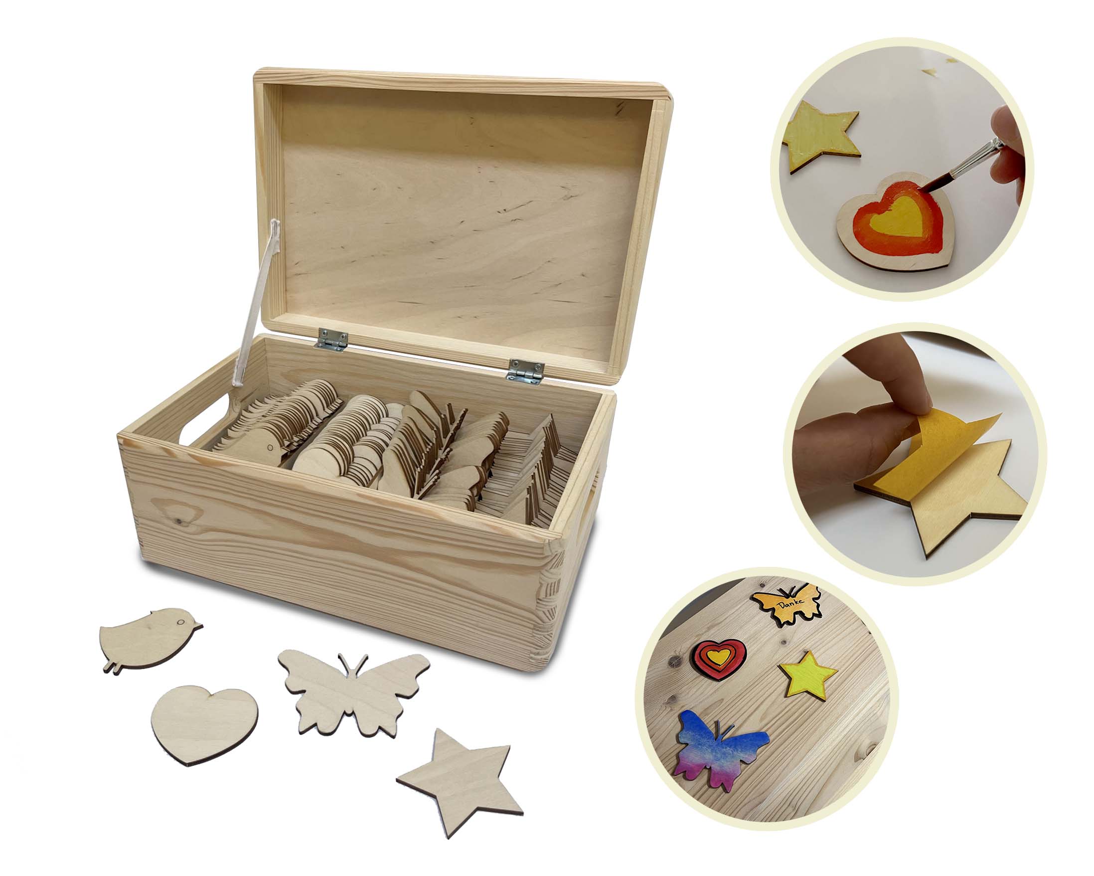 Box mit Holzfiguren (selbstklebend)