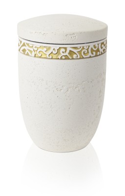 Ökourne, Steinoptik, beige mit Goldband