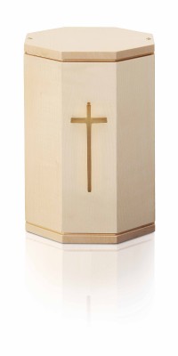 Holzurne, Ahorn mit Kreuz-Emblem