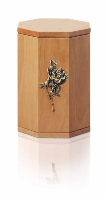 Holzurne, Birnbaum mit Rosen-Emblem