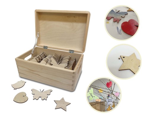 Box mit Holzfiguren (mit Loch)