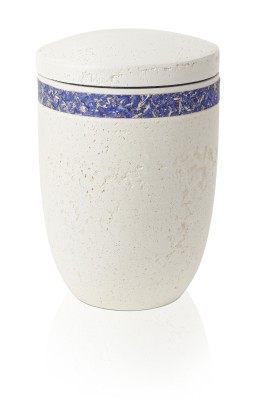 Ökourne, Steinoptik, beige mit Kornblumenband